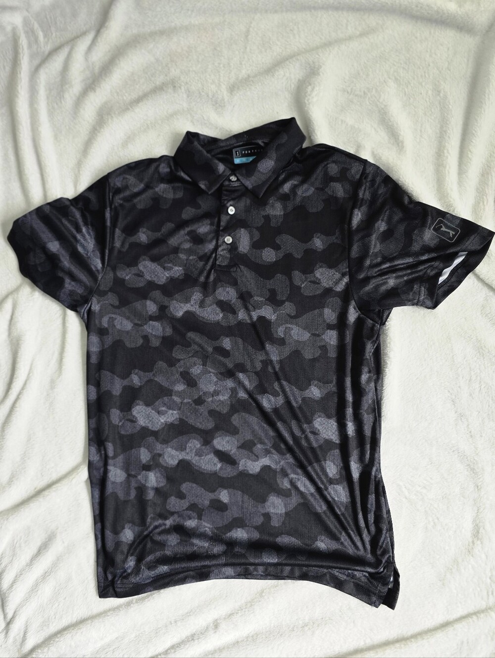 PGA TOUR Mens Golf Polo Shirt Medium M Camo Camouflage Performance Short Sleeve